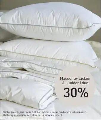 30% Massor av täcken & kuddar i dun
