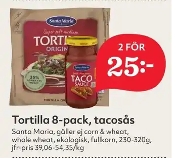 Hemköp Tortilla 8-pack, tacosås erbjuda