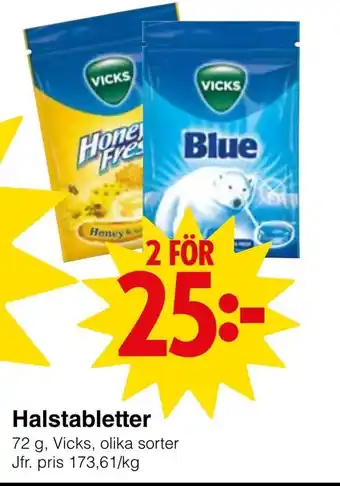 Matöppet Halstabletter erbjuda