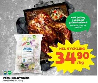 Coop Daglivs Färsk hel kyckling erbjuda
