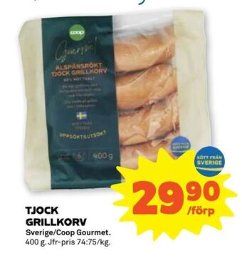 Stora Coop Tjock grillkorv erbjuda