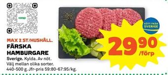 Stora Coop Färska hamburgare erbjuda