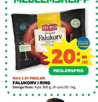 Stora Coop Falukorv i ring erbjuda