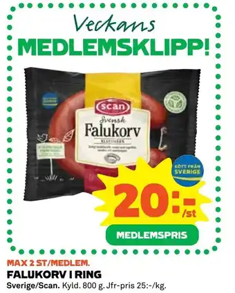 Coop Konsum Falukorv i ring erbjuda