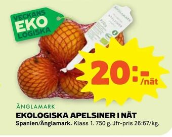 Stora Coop EKOLOGISKA APELSINER I NÄT erbjuda