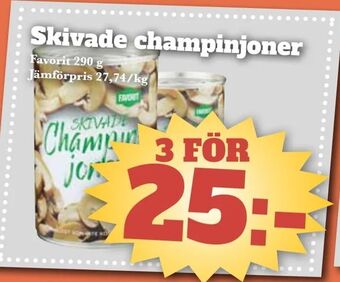 Bonum Matmarknad Skivade champinjoner erbjuda