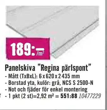 Panelskiva "Regina pärlspont"