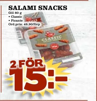 Supergrossen Salami snacks erbjuda