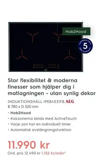 Electrolux Home Induktionshäll ipe84531fb erbjuda