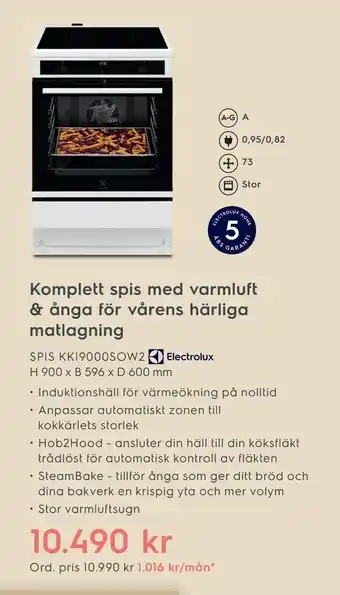 Electrolux Home SPIS KKI9000SOW2 H 900 x B 596 x D 600 mm. erbjuda