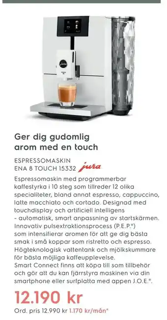 Electrolux Home Espressomaskin ena 8 touch 15332 erbjuda