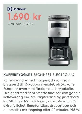 Electrolux Home Kaffebryggare erbjuda