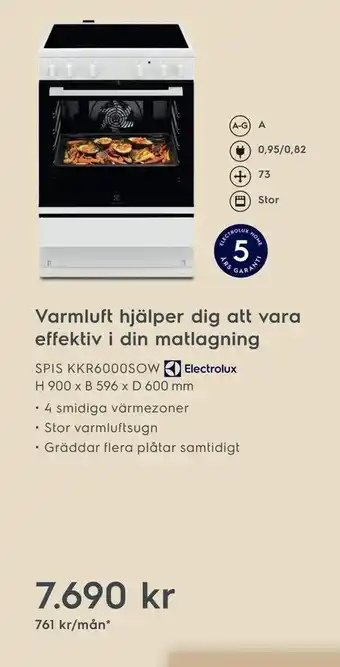Electrolux Home SPIS KKR6000SOW H 900 x B 596 x D 600 mm erbjuda