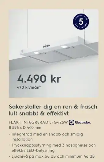 Electrolux Home FLÄKT INTEGRERAD LFG426W B 598 x D 440 mm erbjuda
