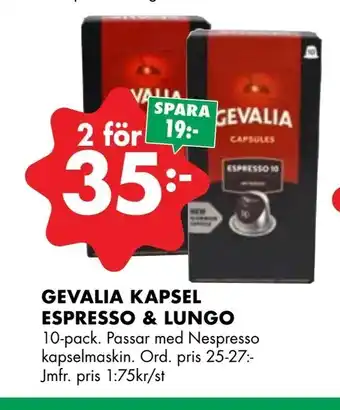 ÖoB Gevalia kapsel espresso & lungo erbjuda