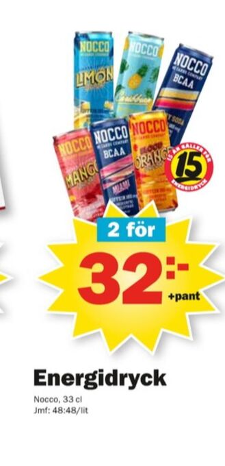 Pekås Nocco Energidryck erbjuda