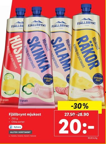 Lidl Fjällbrynt mjukost erbjuda