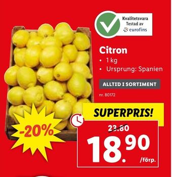 Lidl Citron erbjuda