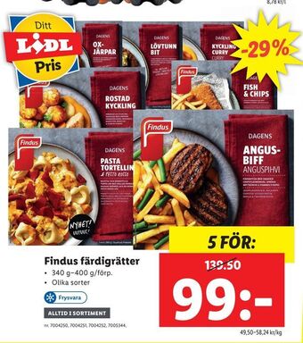 Lidl Findus färdigrätter erbjuda