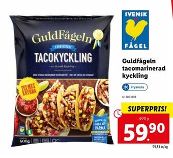 Lidl Guldfågeln tacomarinerad kyckling. erbjuda