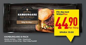 Willys Hamburgare 8-pack erbjuda