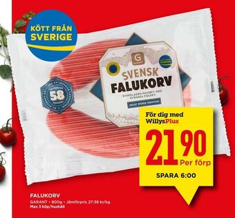 Willys FALUKORV erbjuda