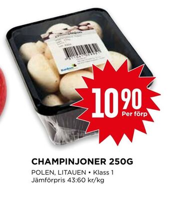 Willys Champinjoner 250g erbjuda