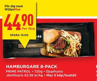 Willys Hemma Hamburgare 8-pack erbjuda