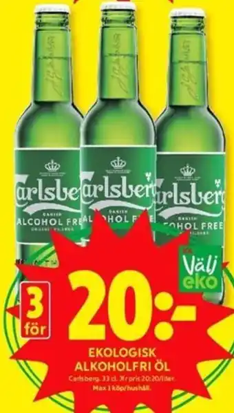 ICA Kvantum Carlsberg Ekologisk Alkoholfri öl 33 cl erbjuda