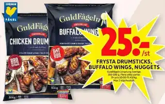 Guldfågeln Frysta Drumsticks, Buffalo Wings, Nuggets 350-500g