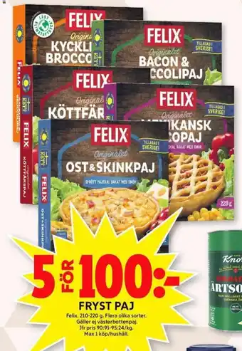ICA Maxi Felix Fryst Paj 210-220 g erbjuda