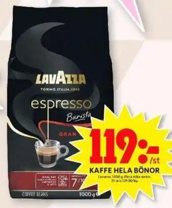 ICA Maxi Lavazza Kaffe Hela Bönor 1000 g erbjuda