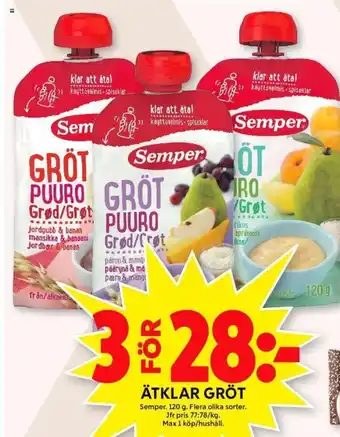 Semper ätklar Gröt 120 g