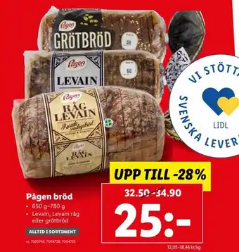 Lidl Pågen bröd 650g-780g erbjuda