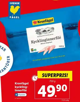 Lidl Kronfågel kycklinginnerfilé 700g erbjuda