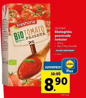 Lidl Freshona Ekologiska passerade tomater 500g erbjuda