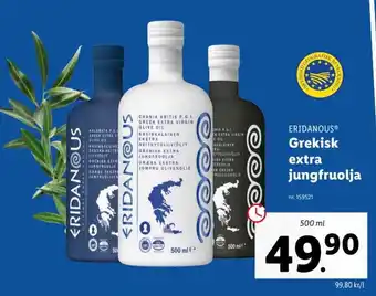 Lidl Eridanous Grekisk extra jungfruolja 500ml erbjuda