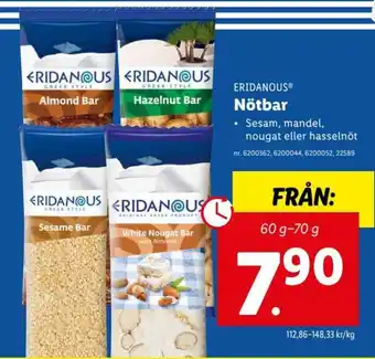 Lidl Eridanous Nötbar 60g-70g erbjuda