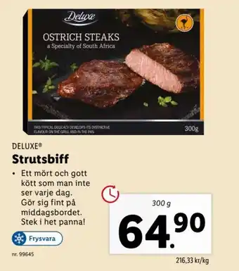 Lidl Deluxe Strutsbiff 300g erbjuda