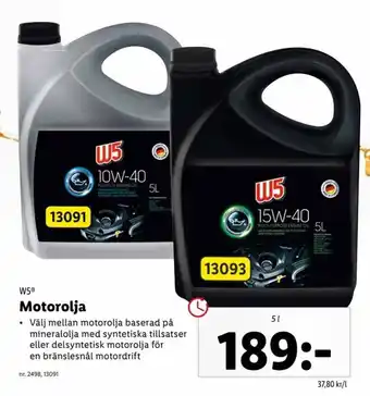 Lidl W5 Motorolja 10W-40/15W-40 5L erbjuda