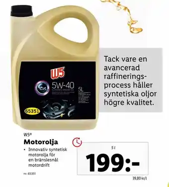 Lidl W5 Motorolja, 5W-40 5L erbjuda