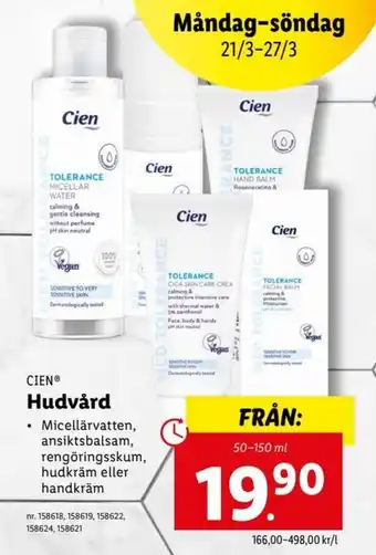 Lidl Cien Hudvård 50-150 ml erbjuda