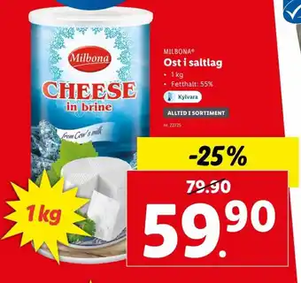Lidl Milbona Ost i saltlag 1kg erbjuda