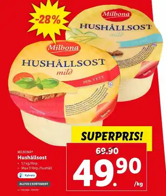 Lidl Milbona Hushällsost 1,1kg erbjuda