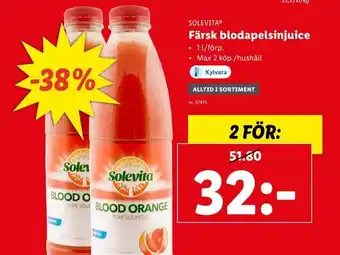 Lidl Solevita Färsk blodapelsinjuice 1l erbjuda