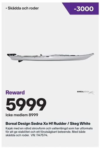 XXL Boreal Design Sedna Xo Hf Rudder / Skeg White erbjuda