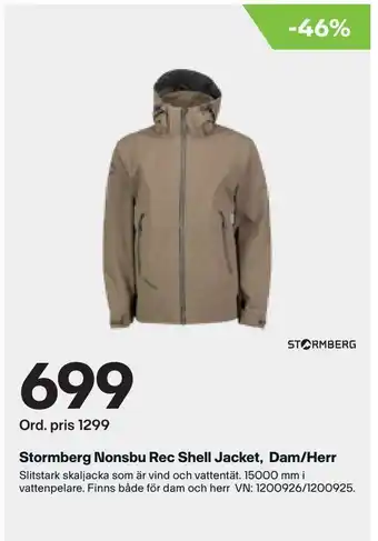 XXL Stormberg Nonsbu Rec Shell Jacket, Dam/Herr erbjuda