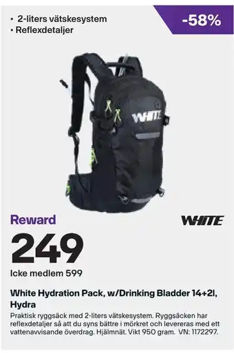 XXL White Hydration Pack, w/Drinking Bladder 14+2l, Hydra erbjuda