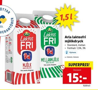 Lidl Arla laktosfri mjölkdryck erbjuda