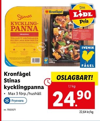 Lidl Kronfågel Stinas kycklingpanna erbjuda